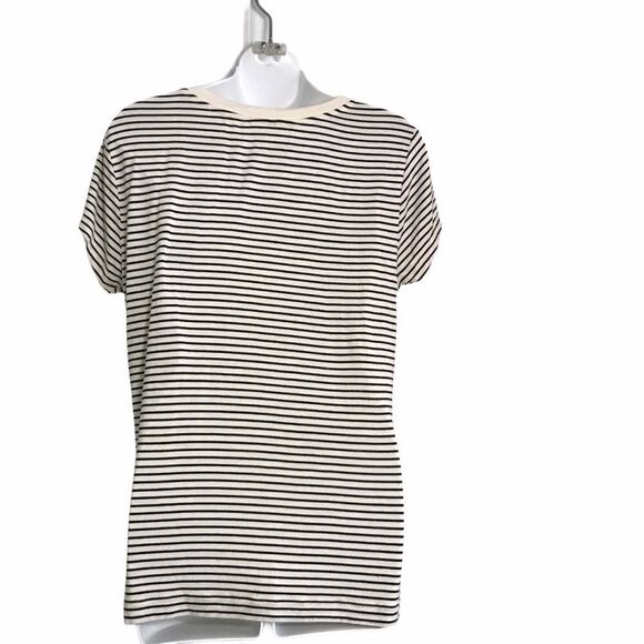 H&M Striped Crewneck Short Sleeve Tee Black Cream Medium - Picture 7 of 8